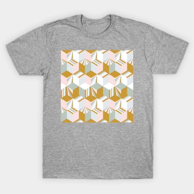 Retro Pastels Cubes T-Shirt by Carolina Díaz